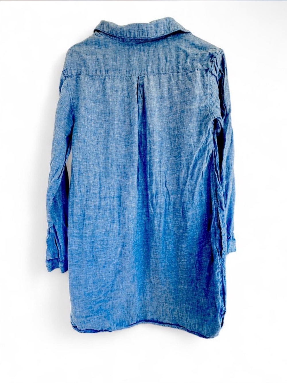 Artisan Blue Washed Linen Tunic Dress Cover Up Coastal Resort Minimalist Fashion - Picture 7 of 8